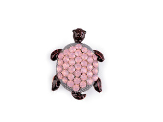 Brož s broušenými kamínky želva - 1 ks - 1 rose