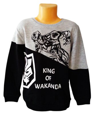 Chlapecká mikina AVENGERS BLACK PANTHER přes hlavu šedočerná, velikost: 128