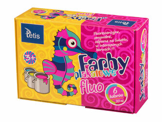 Farby plakatowe fluorescencyjne 6kol 20ml Tetis
