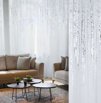 Dekorační vzorovaná záclona s řasící páskou WAVE bílá/stříbrná 140x250 cm (cena za 1 kus) MyBestHome