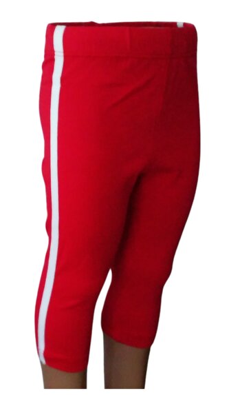 Dívčí legíny 3/4 WENDEE červené s lampasem, velikost: 152