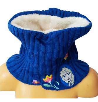 Dívčí luxusní nákrčník FROZEN podšití coral fleece úplet modrý