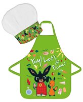 Dětská zástěra ZAJÍČEK BING A FLOP set s čepicí zelený