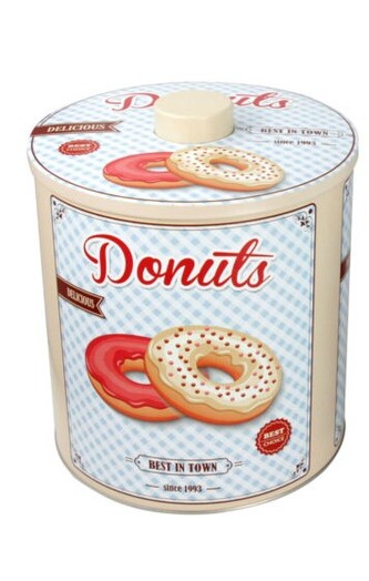 KOOPMAN, 55110 Dóza DONUTS Ø 13,5 x 18 cm, dekor č.1 - krém okraje