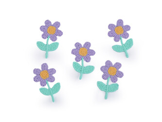 Vyšívaný květ 2,1x35 mm - 10 ks - 3 fialová sv.