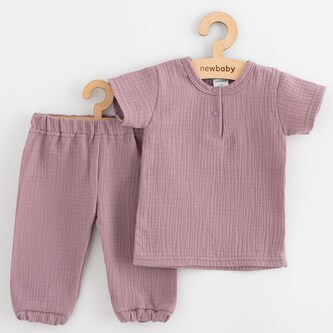 Kojenecká mušelínová souprava tričko a kalhoty New Baby lavender - velikost 62 (3-6m)