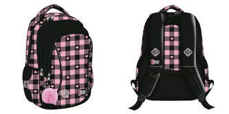 Plecak 3 komorowy 15 cali. Pink Checkered