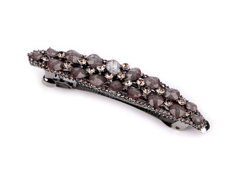 Francouzská spona do vlasů s broušenými kamínky - 1 ks - 2 black diamond