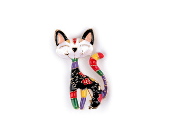 Brož kočka - 1 ks - 1 multikolor