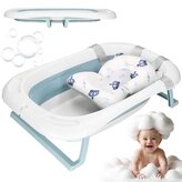 Vanička pro miminko s teploměrem + podložka skládací 35L SPRINGOS TINNIO modrá