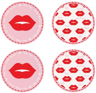 Sada čtyř porcelánových odkládacích talířků Twist & Match Red