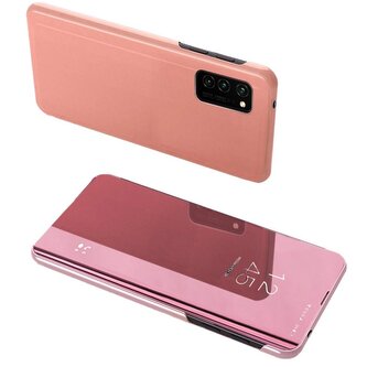Clear View Case futerał etui z klapką Samsung Galaxy A52s 5G / A52 5G / A52 4G różowy