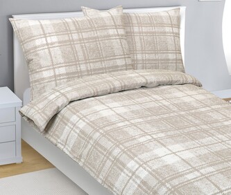 Povlečení krepové - Béžová,Bílá - 140x200, 70x90 cm