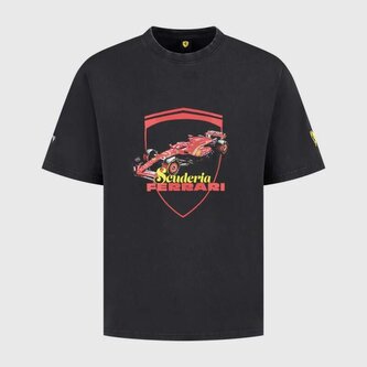 Volnočasové tričko Scuderia Ferrari F1 s motivem SF černé - XL