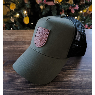 Kšiltovka Striker s koženým symbolem Český lev - olivová-černá