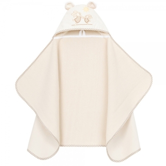 Maxi osuška, pončo s kapucí Medvídek 70x120cm - béžová