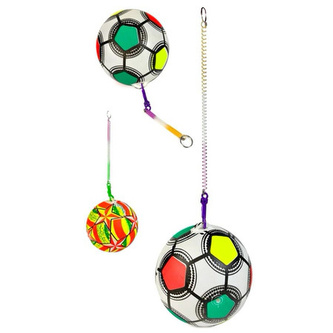 Piłka 22cm gumowa kolorowa na sprężynie 1007726
