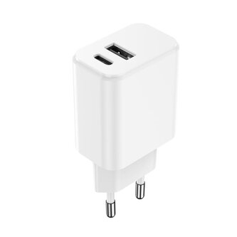 Nabíječka do sítě Setty 3A 20W, 1xUSB, 1xUSB-C bílá
