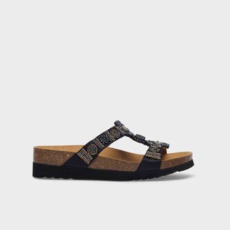 Scholl NEW BOGOTA' SatinBds-W Black/Multi dámské zdravotní pantofle Velikost: 38