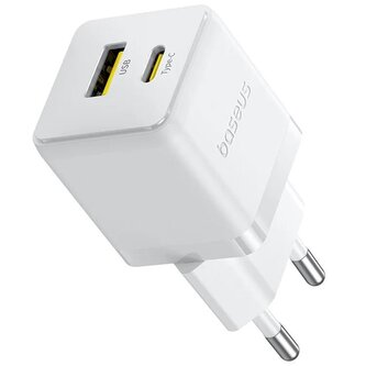 Nabíječka do sítě Baseus Palm 30W, 1xUSB, 1xUSB-C bílá