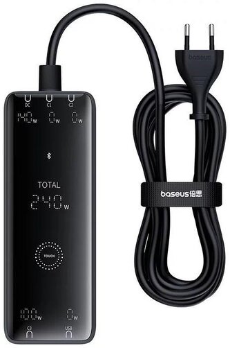 Nabíjecí stanice Baseus GaN Digital 240W 3xUSB-C, 1xUSB, 1xDC černá