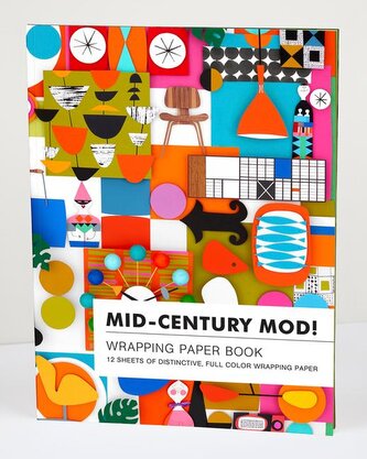 Teneues - Wrapping Paper Book: Mid-Century Mod!, Flat Packed Wrapping Paper, 12 Full Color Sheets, 6 Designs