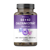 MOVit Vitamin D3 1000 IU + K2 75 mcg + Vápník Citrát, 90 cps.