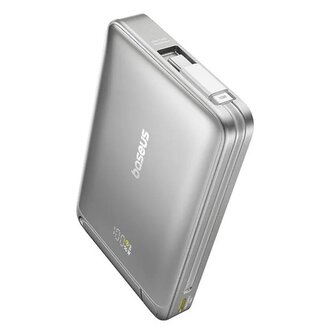 Powerbanka Baseus Nomos Qi2 10000mAh, 45W, s kabelem USB-C šedá