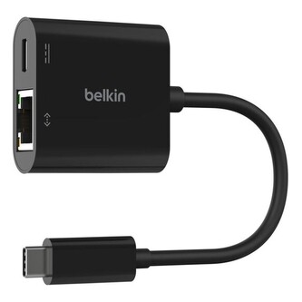 Belkin Connect USB-C adaptér s Gigabit Ethernetem RJ45 + 100W napájením, černý