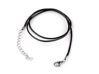 Voskovaná šňůrka s karabinkou z nerezové oceli délka 45 cm - 100 ks - černá