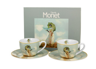 2 filiżanki espresso ze spodkami WOMAN WITH PARASOL inspired by Monet