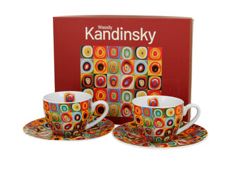 2 filiżanki espresso ze spodkami SQUARES WITH CIRCLES inspired by W. Kandinsky
