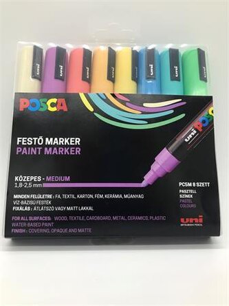Akrylový popisovač "Posca PC-5M", 8 pastelových barev, sada, 1,8-2,5 mm, UNI 2UPC5MPASZTELL