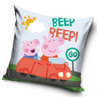 Povlak na polštářek Prasátko Pepina a Tomík v Autě