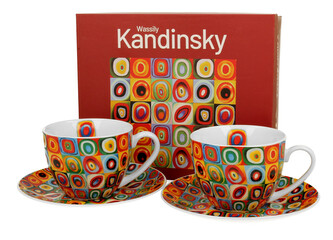 2 filiżanki ze spodkami SQUARES WITH CIRCLES inspired by W. Kandinsky