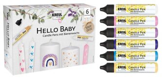 Sada CANDLE PEN HELLO BABY voskové pero pro malování svíček 6ks - sada, KREUL