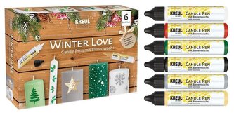 Sada CANDLE PEN WINTER LOVE voskové pero pro malování svíček 6ks - sada, KREUL