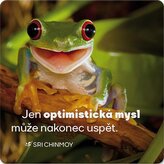 Korkový podtácek s citátem Jen optimistická mysl může nakonec uspět