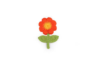 Vyšívaný květ 2,4x3,7 cm - 10 ks - 4 oranžová