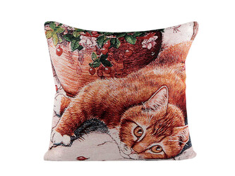 Gobelínový povlak na polštář kočky 45x45 cm - 1 ks - 3 červená