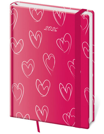 Denní diář A5 Vario Hearts s gumičkou