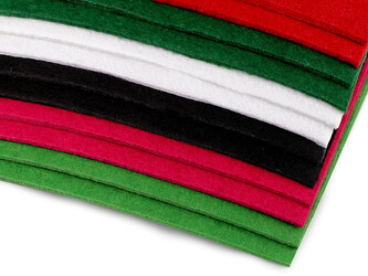 Látková dekorativní plsť / filc 20x30 cm - 12 ks - 8 mix