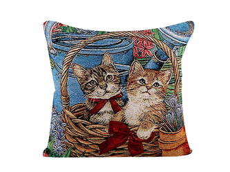 Gobelínový povlak na polštář kočky 45x45 cm - 1 ks - 4 modrá