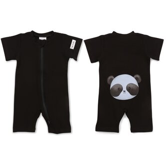 Moniel Dětský overal s krátkým rukávem Panda All Black černá