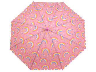 Dětský vystřelovací deštník duha, dino, raketa, kočka - 1 ks - 2 růžová sv. duha