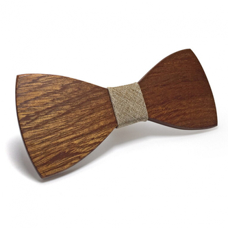 Dřevěný motýlek Gaira Plain - hnědý-béžový