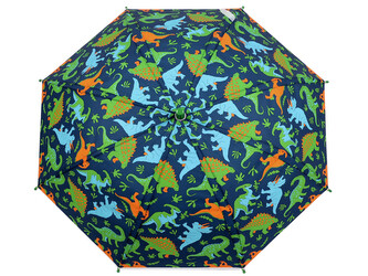 Dětský vystřelovací deštník duha, dino, raketa, kočka - 1 ks - 3 modrá tmavá dinosaurus