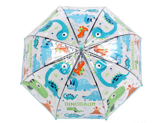 Dětský průhledný vystřelovací deštník dinosaurus - 1 ks - tyrkys