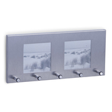 ZELLER Věšák na klíče s foto ráměčky, nerezová ocel 29x3,8x13cm