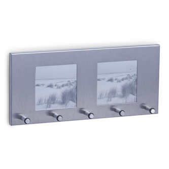 ZELLER Věšák na klíče s foto ráměčky, nerezová ocel 29x3,8x13cm